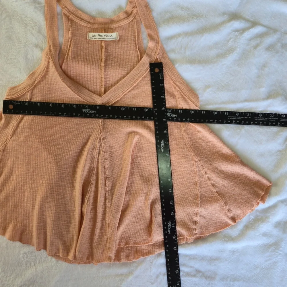 Free People We The Free Dusted Peach Waffle Knit V-Neck Tank Top XS New‎